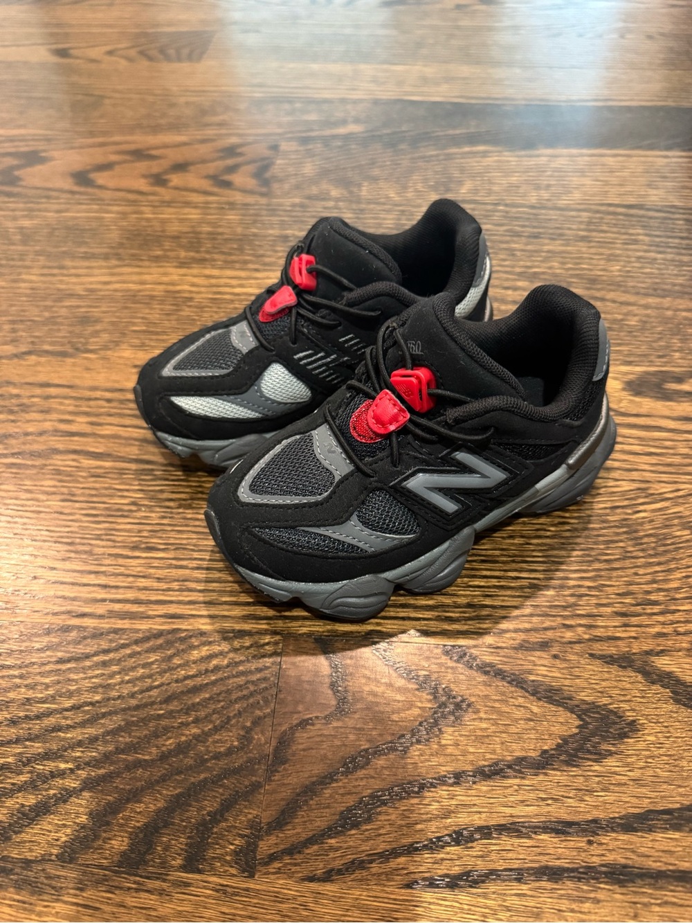 New Balance Kids Black, Gray & Red Athletic Sneakers